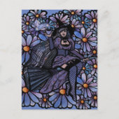 Paarse Coffee Witch Daisy Art Briefkaart (Voorkant)
