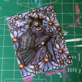 Paarse Coffee Witch Daisy Art Briefkaart