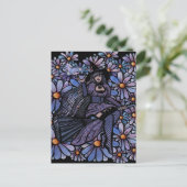 Paarse Coffee Witch Daisy Art Feestdagenkaart (Staand voorkant)