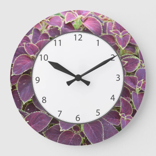 Paarse Coleus Garden Clock Grote Klok (Voorkant)
