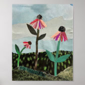 Paarse Collage van Coneflower Art afdrukken Poster (Voorkant)