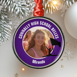 Paarse Color Guard Foto Hoge School Kerstmis Metalen Ornament
