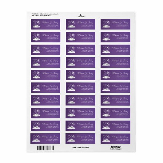Paarse Colorado Passport Etiket (Full Sheet)