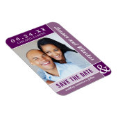 Paarse Colorblock Wedding Photo Save the Date Magneet (Rechterzijde)