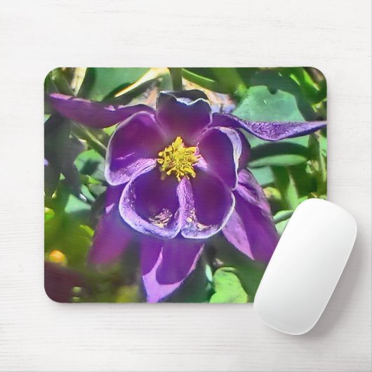 Paarse columbine mousepad muismat (Met muis)
