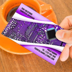 Paarse computer reparatie Visitekaartje