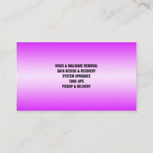 Paarse computer reparatie Visitekaartje (Achterkant)
