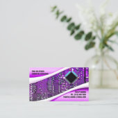 Paarse computer reparatie Visitekaartje (Staand voorkant)