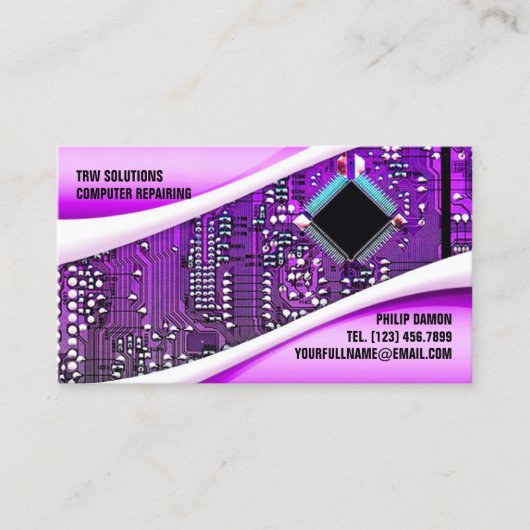 Paarse computer reparatie Visitekaartje (Voorkant)