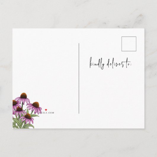 Paarse conebloem | Wildbloemen Moederdag Brunch Uitnodiging Briefkaart (Achterkant)