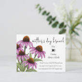 Paarse conebloem | Wildbloemen Moederdag Brunch Uitnodiging Briefkaart (Staand voorkant)