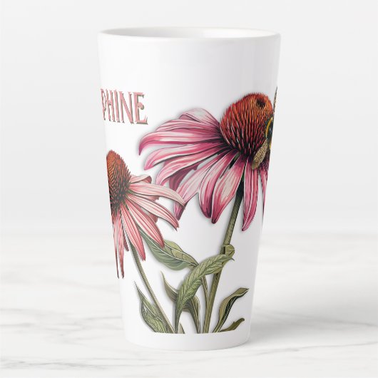 Paarse Coneflower Echinacea hommel Latte Mok (Voorkant)