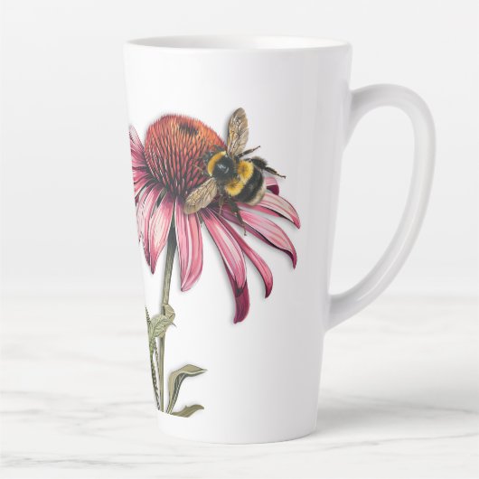 Paarse Coneflower Echinacea hommel Latte Mok (Rechts)