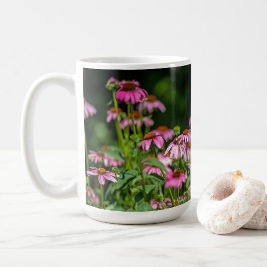 Paarse Coneflower Garden Koffiemok (Met donut)