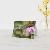Paarse Coneflower Verjaardag Kaart (Gele Bloem)