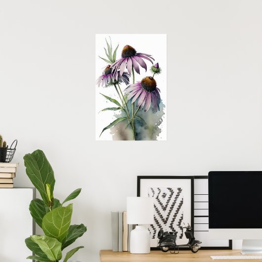 Paarse Coneflowers Art Print Poster (Thuiskantoor)