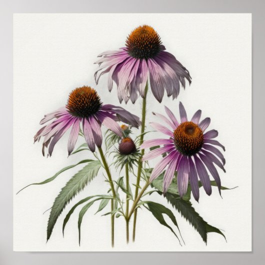 Paarse Coneflowers Art Print Poster (Voorkant)