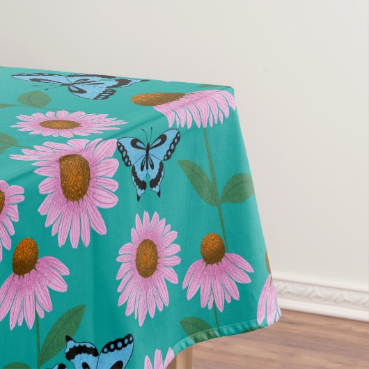 Paarse coneflowers en vlindermotief tafelkleed (Voorbeeld)