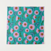 Paarse coneflowers en vlindermotief wandkleed (Voorkant (horizontaal))