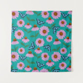 Paarse coneflowers en vlindermotief wandkleed (Voorkant)