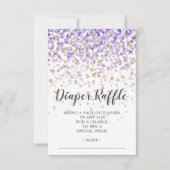 Paarse Confetti Baby shower Luier Raffle Ticket Kaart (Voorkant)