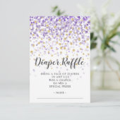 Paarse Confetti Baby shower Luier Raffle Ticket Kaart (Staand voorkant)