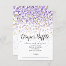 Paarse Confetti Baby shower Luier Raffle Ticket