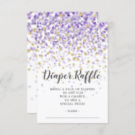 Paarse Confetti Baby shower Luier Raffle Ticket Kaart