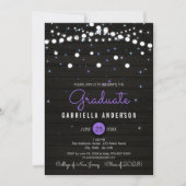 Paarse Confetti Sparkly Stars Afstuderen Kaart (Voorkant)