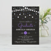 Paarse Confetti Sparkly Stars Afstuderen Kaart (Staand voorkant)