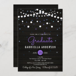Paarse Confetti Sparkly Stars Afstuderen Kaart