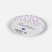 Paarse Confetti Sweet 16 Birthday Party Papieren Bordje (Gekanteld)