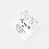 Paarse Confetti Sweet 16 Verjaardag Servet (Hoek)