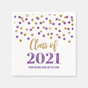 Paarse Confetti van 2021 Afstuderen Servet