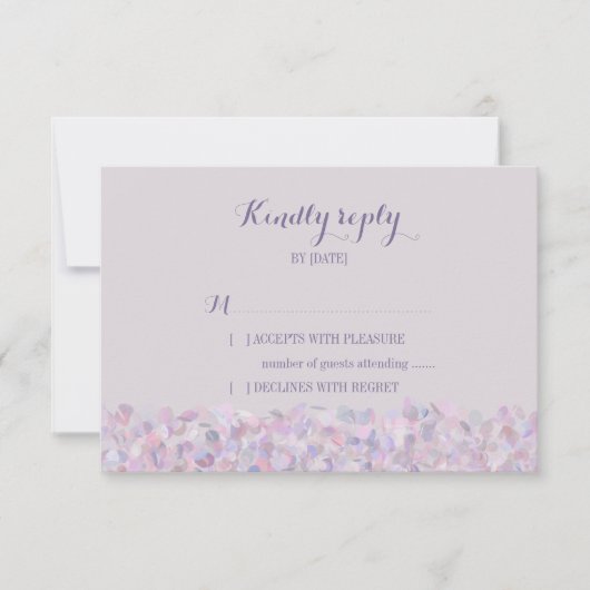 Paarse Confetti Wedding RSVP (Voorkant)