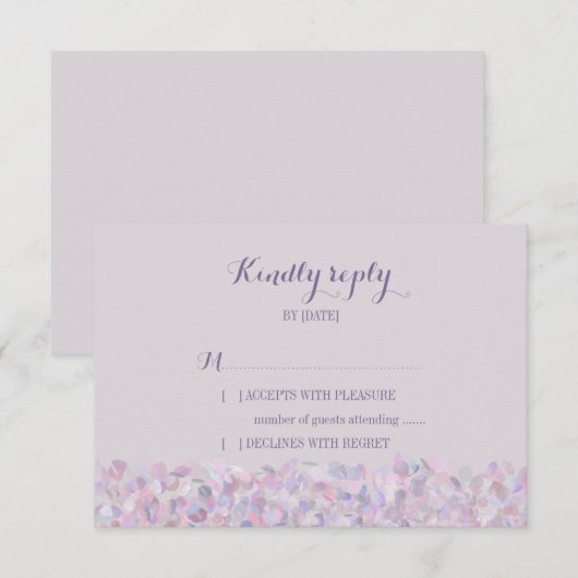 Paarse Confetti Wedding RSVP (Voorkant / Achterkant)