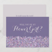 Paarse Confetti: word jij mijn Bloemenmeisje Kaart (Voorkant / Achterkant)