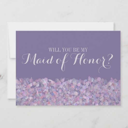 Paarse Confetti, word jij mijn bruidsmeisje? Kaart (Voorkant)