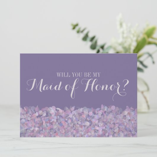 Paarse Confetti, word jij mijn bruidsmeisje? Kaart (Staand voorkant)