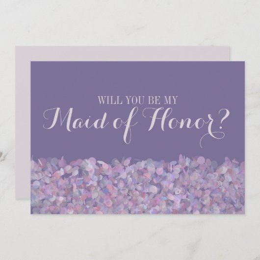 Paarse Confetti, word jij mijn bruidsmeisje? Kaart