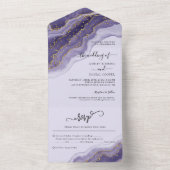 Paarse Confetti zomerbruiloft in één keer All In One Uitnodiging (Binnen)