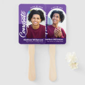 Paarse Congrats Afstudeerder 2 Foto's Arch Bold Sc Handwaaier (Voorkant en achterkant)