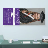 Paarse Congrats Afstudeerder Foto Verticaal Afstud Spandoek (Beurs)