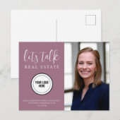 Paarse contactinfo foto Real Estate Briefkaart (Voorkant / Achterkant)