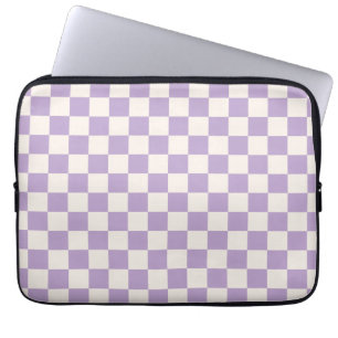 Paarse controle, Checkerboard Patroon, Gecontrolee Laptop Sleeve