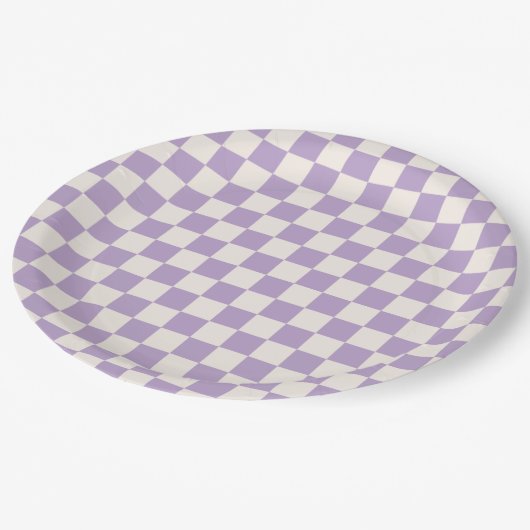 Paarse controle, Checkerboard Patroon, Gecontrolee Papieren Bordje (Gekanteld)