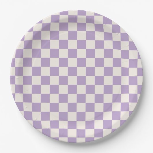 Paarse controle, Checkerboard Patroon, Gecontrolee Papieren Bordje (Voorkant)