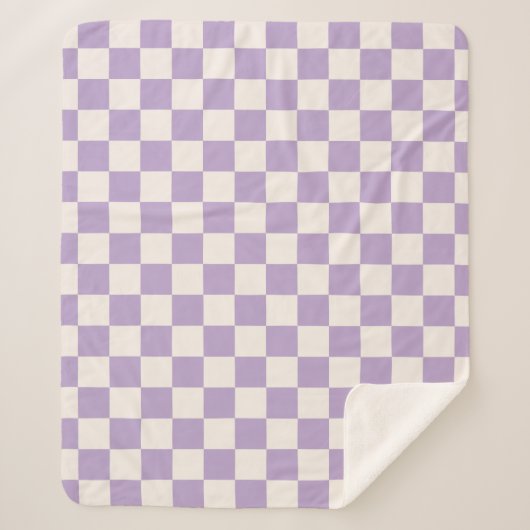 Paarse controle, Checkerboard Patroon, Gecontrolee Sherpa Deken (Voorkant)