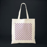 Paarse controle, Checkerboard Patroon, Gecontrolee Tote Bag<br><div class="desc">Gecontroleerd patroon - paars en crèmekleurig wit dambord.</div>