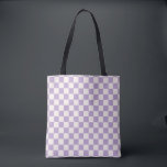 Paarse controle, Checkerboard Patroon, Gecontrolee Tote Bag<br><div class="desc">Gecontroleerd patroon - paars en crèmekleurig wit dambord.</div>